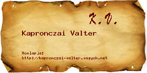 Kapronczai Valter névjegykártya